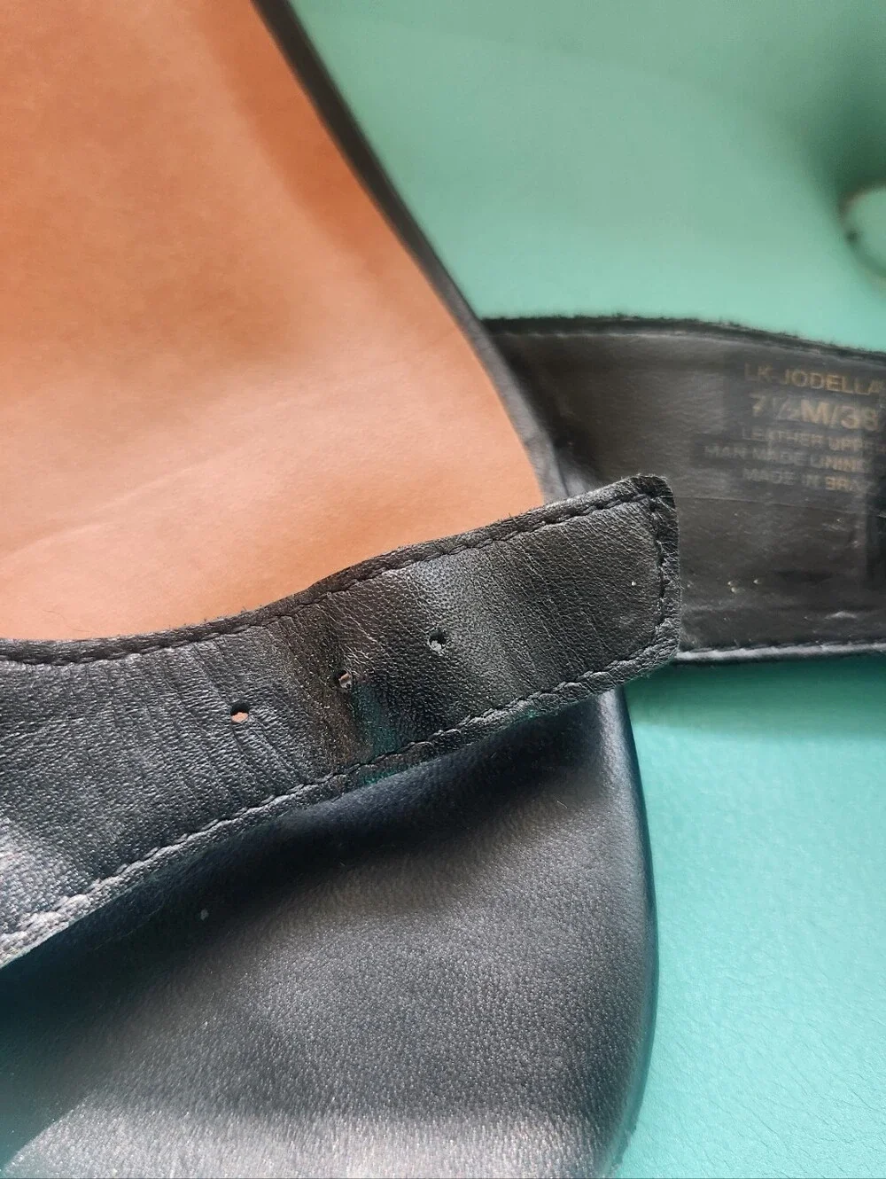 Lucky Brand Black Leather Jodella Ankle-Strap Wedge Sandals with Buckle 7.5 med